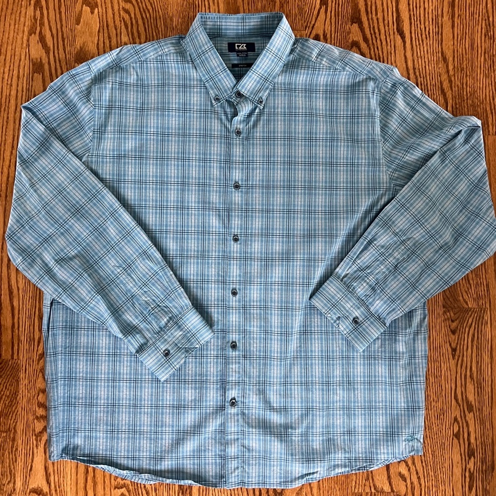 Cutter & Buck Soar Fine Line Mens Plaid Shirt